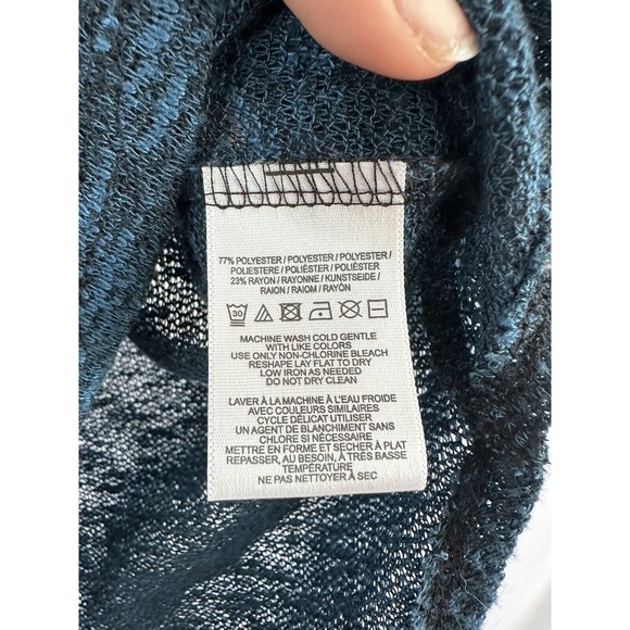 Free People FP Beach Nani Tee Marled Starlight Blue Rolled Sleeve Slouchy Top XS - Picture 7 of 8